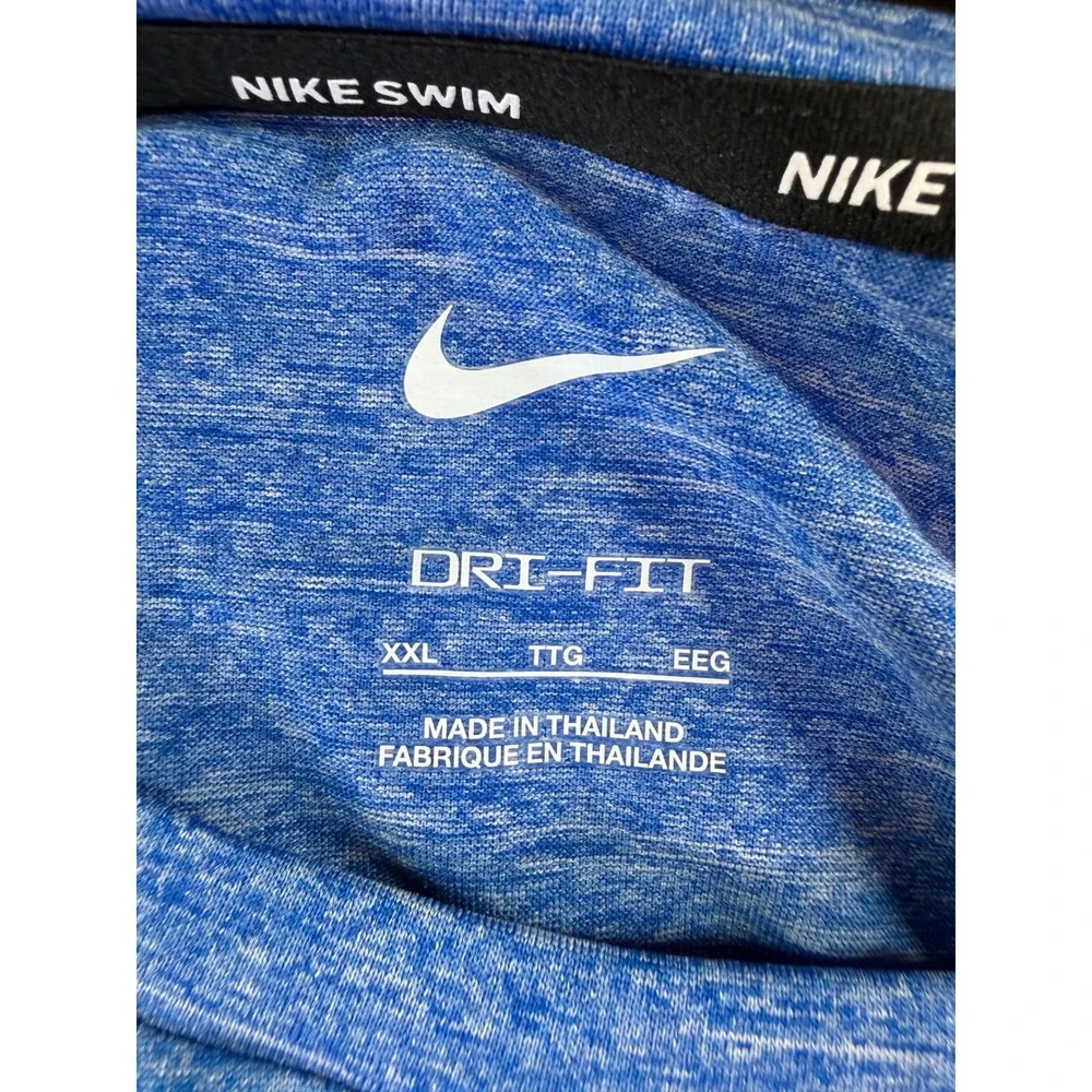 Nike Swim Dri-FIT Heather Long Sleeve Rash Guard Blue UPF 40+ NESSA590-494 XXL